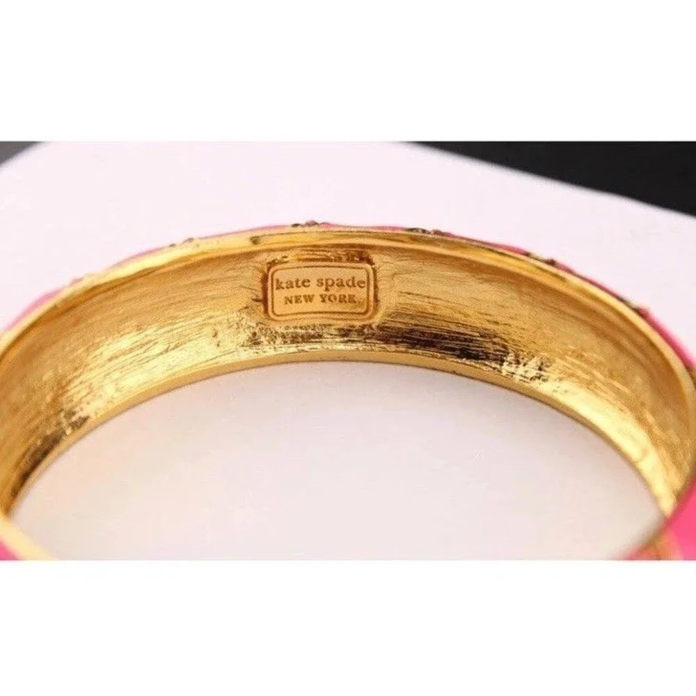 Kate Spade Pink Crystal Lollie Bracelet enamel Bangle multi color Pave stones